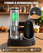 GiveBest Electric Salt and Pepper Grinder Set with Easy-to-Carry Charging Base and LED Light, Automatic Salt and Pepper Grinder Set, Adjustable Coarseness, USB Rechargeable, Washable Container
