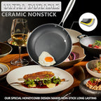 Stainless Steel Nonstick Frying Pan, Hybrid Ceramic 8-Inch Frying Pans, Stay-Cool Handle, PFAS & PFOA PTFE Free, Dishwasher & Oven Safe, Scratch-Resistant, Compatible with Induction & All Cooktops