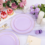 PULOTE 100PCS Purple Plastic Plates Disposable - Include 50 Dinner / 50 Dessert Plates Heavy Duty for Party, Wedding&Easter