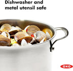 OXO Stainless Steel 8.4QT Multipurpose Boiler Pot with Steamer Insert & Glass Lid, Stockpot for Simmering, Boiling, Steaming, Stew, Soup, Pasta, Induction Suitable, Dishwasher Safe, Stainless Steel