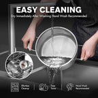 Hybrid Nonstick 3-Quart Stockpot,8 Inch Stainless Steel Stockpot with Lid,Non-stick Soup Pot,PFAS PFOA PTFE Free,Dishwasher-Friendly, Oven-Safe Up to 600°F,Compatible with All Cooktops