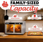 Gourmia French Door Digital Air Fryer Oven - 25-Quart XL Capacity, 12 Presets, Touchscreen, FryForce 360° Tech, Dehydrate, Proof, Slow Cook, Fits 13” Pizza, 1700W, Stainless Steel