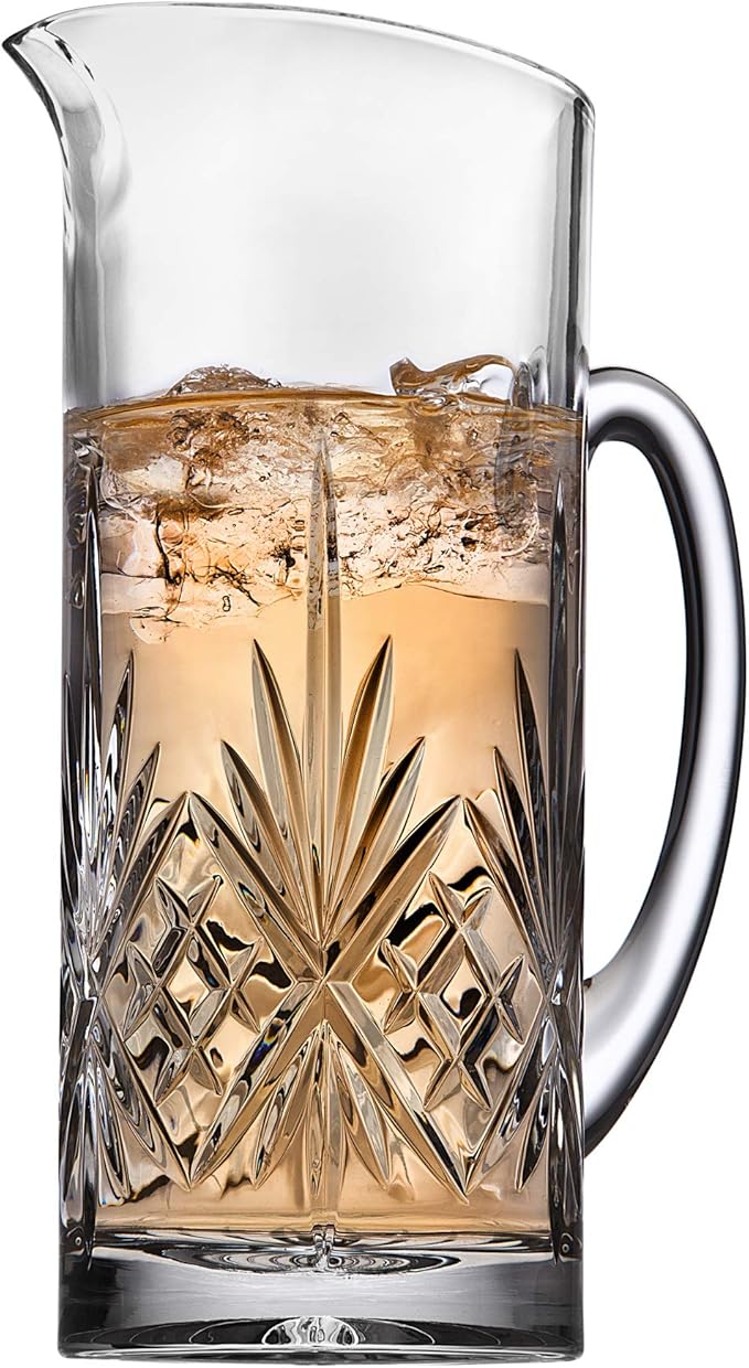 Godinger Beverage Pitcher Carafe, Cocktail Pitcher, Water Pitcher, Bar Mixing Pitcher Glass - Dublin Collection, 34oz