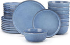 vancasso ANYA 24 Pieces Plates and Bowls Set, Blue Dinnerware Sets, Reactive Glaze Dishes Set for 8, Ceramic Dishware Sets Kitchen Dinner Set, Microwave & Dishwasher Safe