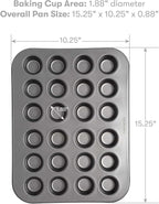 Cooking Light Carbon Steel Mini Muffin Pan Gray | Non-Stick | Heavy Duty | 24-Cup | Pack of 6