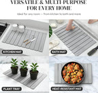 Large Stone Drying Mat for Kitchen Counter, Ultra-Absorbent & Quick Drying, Foldable Diatomaceous Earth Dish Drying Mat, Durable & Non-slip Stone Dish Drying Mat for Dishes & Utensils, 24"×16"