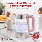 Electric Kettle for Boiling Hot Tea & Water | 1.8L Stainless Steel Borosilicate Glass Boiler With No Plastic, Automatic Shutoff, BPA Free, Fast Heating Technology