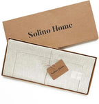 Solino Home Linen Light Natural Table Runner 60 Inches - Classic Hemstitch, 100% Pure Linen Coffee Table Runner 14 x 60 Inch Ideal for Dresser Tables - Summer, Fall, Autumn, Halloween