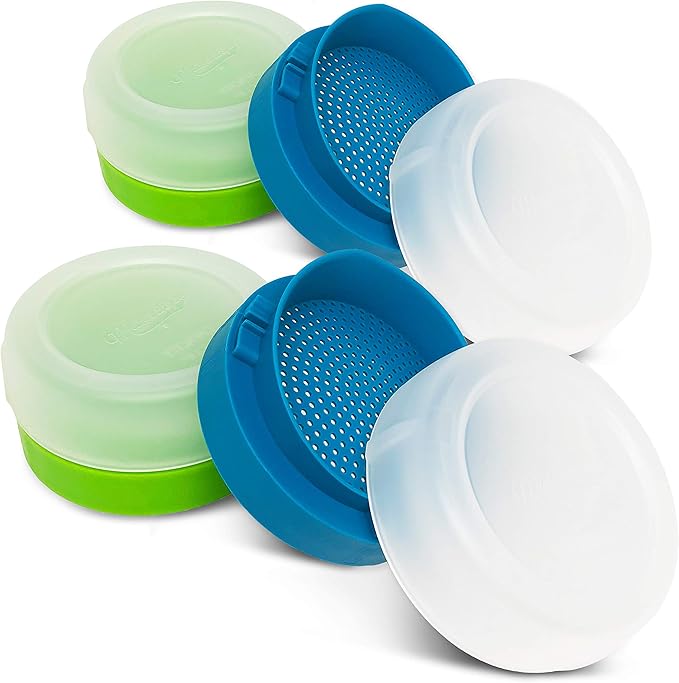 Masontops Kefir Caps - Wide Mouth Mason Jar Lids - Water Kefir Grains Strainer Mason Jar Kefir Jar - Home Water Kefir Starter Kit Kefir Fermenter Container - 4 Pack