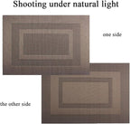 PIGCHCY Durable Plastic Placemats - Heat Resistant, Washable Woven Table Mats - Set of 4 (Coffee Brown)