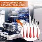 20 Piece Red 18/0 Flatware Utensil Set for 4, Include Dinner Knife,Dinner Forks,Dinner Spoons,Salad Forks,Teaspoons,Silverware Set for 4, Dishwasher Safe