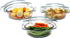 Simax Casserole Dish Set, Set of 3 Casserole Dish with Lid, Round Glass Cookware, Borosilicate Glass, Made In Europe 0.75 Quart, 1 Quart and 1.5 Quart Baking Dishes…