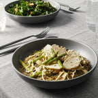 Y YHY Pasta Bowls Set of 6, Large Salad Serving Bowls, Porcelain Soup Bowls 30 Ounces, Wide and Flat, Microwave Dishwasher Safe, Matte Grey