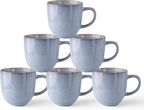 AmorArc 12oz Coffee Mugs, Ceramic Coffee Mugs set of 6 for Man, Woman, Dad, Mom, Modern Coffee Mugs with handle for Latte/Cappuccino/Milk/Cocoa. Dishwasher&Microwave Safe, Blue-Reactive Glaze