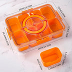 Divided Snack Serving Tray with Lid and Handle Travel Snackle Charcuterie Container Portable Storage Organizer for Candy, Fruits, Nuts, Snacks, Party, Picnic (1pack, Orange)