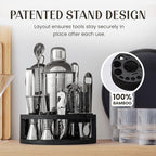 Mixology & Craft Bartender Kit – 15-Piece Cocktail Shaker Set with Bar Tools, Premium Stainless Steel Drink Mixer Accessories for Home Bar, Includes Bamboo Stand, Plus Exclusive Recipe Cards (Silver)