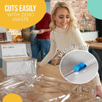 Exquisite Party Solids 60 Inch X 300 Feet Clear Plastic Table Cover Roll in A Cut - to - Size Box with Convenient Slide Cutter. Cuts Up to 36 Rectangle 8 Feet Plastic Disposable Tablecloths