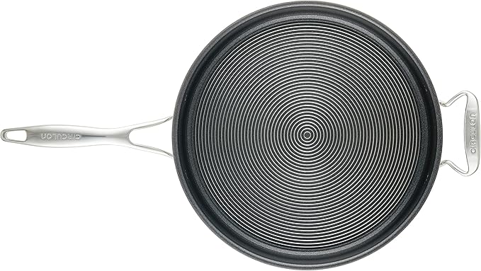 Circulon Clad Stainless Steel Saute Pan with Lid and Hybrid SteelShield and Nonstick Technology, 5 Quart - Silver