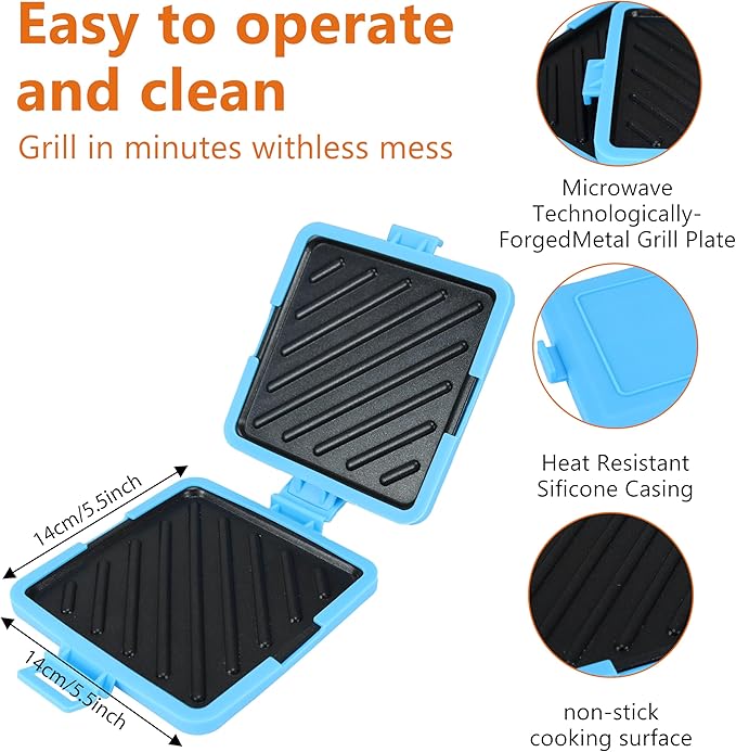 Microwave Toastie Sandwich Maker,Micro Munchy Microwave Toastie Maker, Versatile Small Toaster, Easy to Clean and Store, Perfect for Cooking Breakfast, Grilled Cheese, Snacks (Blue)