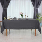 D'Moksha Homes Charcoal Grey Linen Tablecloth 60 x 120 Inch - 100% Pure Linen Hemstitch Tablecloth for Rectangle Tables - Classic Hemstitch, Machine Washable Table Cloth for Summer, Fall and Halloween