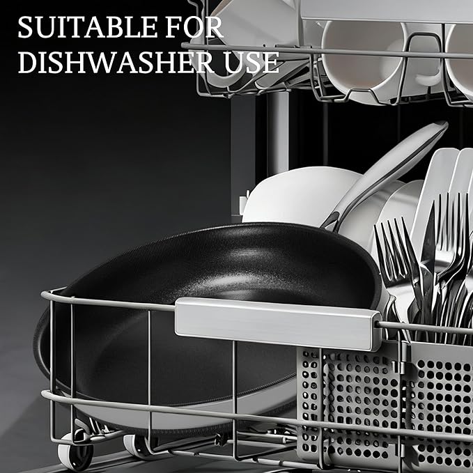 KITEXPERT Non Stick Frying Pans Set, Titanium Ceramic Pan with Lids, Nonstick Skillet Stainless Steel, PFAS PFOA & PTFE Free, Dishwasher & Oven Safe, All Cooktops Compatible, 3 Piece (8, 10, 12")