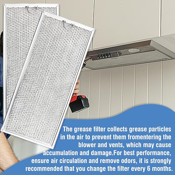 W10208631A Microwave Grease Filter for Whirlpool GE Microwave 13" x 6" 2 Pack Filter Replacement
