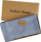 Solino Home Linen Tablecloth 60 x 120 Inch - 100% Pure Linen Chambray Indigo Table Cloth for Rectangle Tables - Athena, Machine Washable Tablecloth for Summer
