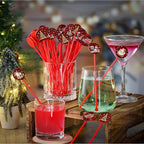 Meanplan 60pcs Christmas Swizzle Sticks Christmas Cocktail Stirrers Plastic Stir Sticks Xmas Santa Claus Snowman Decorations for Birthday Party Coffee Shop Supplies Favors Gifts(Buffalo Plaid)