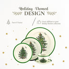 Spode Christmas Tree 5-Piece Holiday Dinnerware Set - Festive Earthenware Tableware Collection with Plates, Teacups, Saucers - Microwave, Dishwasher Safe - Christmas Dinnerware & Holiday Tableware