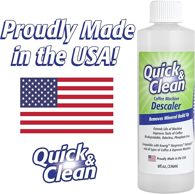 Quick & Clean 2-Pack Descaler (4 Total Uses) - Made in the USA - Descaling Solution for Keurig, Nespresso, Ninja, Delonghi, Coffee and Espresso Machines
