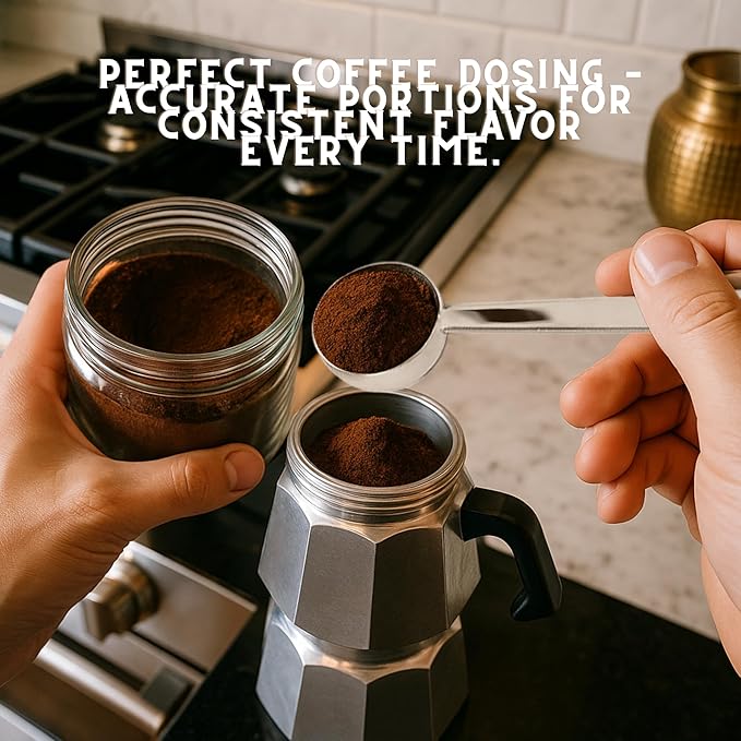 Coffee Scoop Set – 30ml Round & 15ml Curved Stainless Steel Measuring Spoons – Dual Design for Perfect Coffee Tea, & More – Ergonomically Balanced Handles