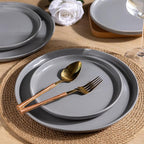 AmorArc Ceramic Dinnerware Sets for 8, 24 Pieces Handpainted Plates and Bowls Set with Rustic Terracotta Underside, Scratch Resistant Stoneware Dishes Set, Dishwasher & Microwave Safe