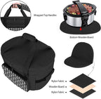 Yarwo 2025 Upgraded Slow Cooker Travel Bag with Bottom Board Compatible with Crock-Pot and Hamilton Beach 6 7 8 Quart, Double Layers Oval Slow Cooker Carrier, Black with Arrow (Bag Only)
