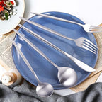 Silverware Set for 8, MIKIWAY 40 Pieces Stainless Steel Flatware Set, Matte Cutlery Tableware Set, Kitchen Utensils Set Include Spoons And Forks Set, Satin Polished, Dishwasher Safe