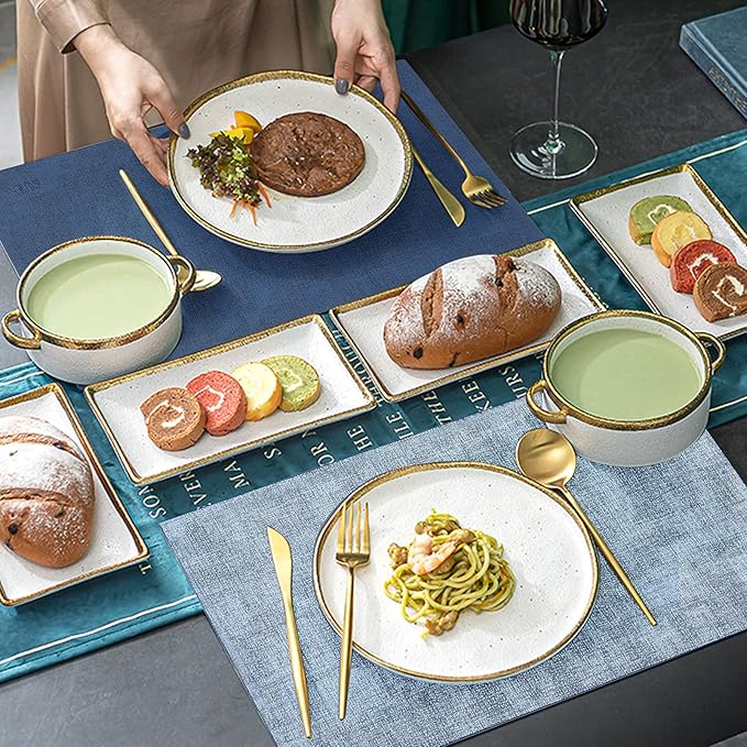 SUEH DESIGN Leather Placemats Set of 6 Reversible Table Mats Heat Resistant Waterproof No-Slip Place Mats for Dining Table Kitchen Parties