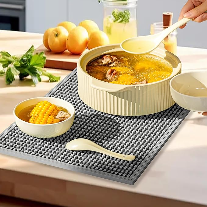 2 Pack Bar Mat, Home Bar Tool Drying Mats, Bar Accessories for The Home Bar Set 18''x12''（Gray） for Bars, Outdoor Camping, Bar for Home