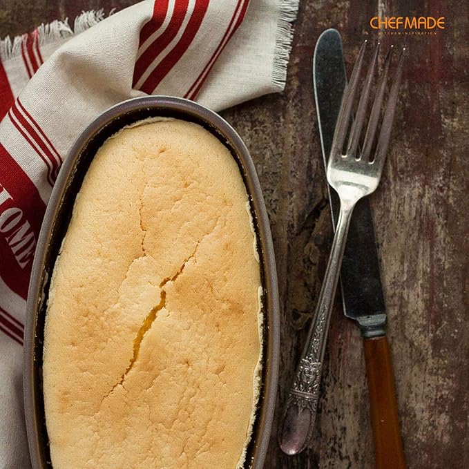 CHEFMADE Ellipse Cheese Cake Pan, 8-Inch Non-Stick Oval Cake Bread and Meat Bakeware for Oven and Instant Pot Baking (Champagne Gold)