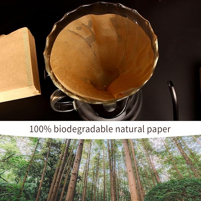 Coffee Filters, Size 02 Unbleached Cone Filters, 200 Count Disposable Natural Paper Filters 2-4 Cup, 02 Cone For Pour Over and Drip Coffee Maker