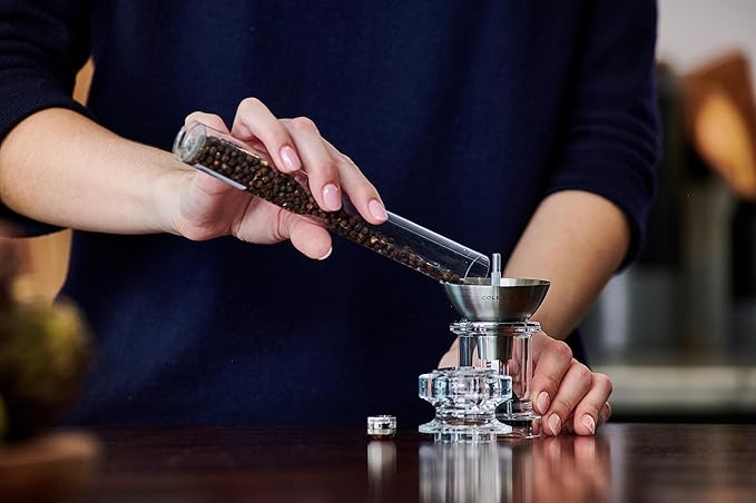 Cole & Mason 675 Refillable Spice Mill - Kitchen & Home Accessory - Table Pepper Grinder - Peppercorn Included - Acrylic - Pepper Mill 4.5"