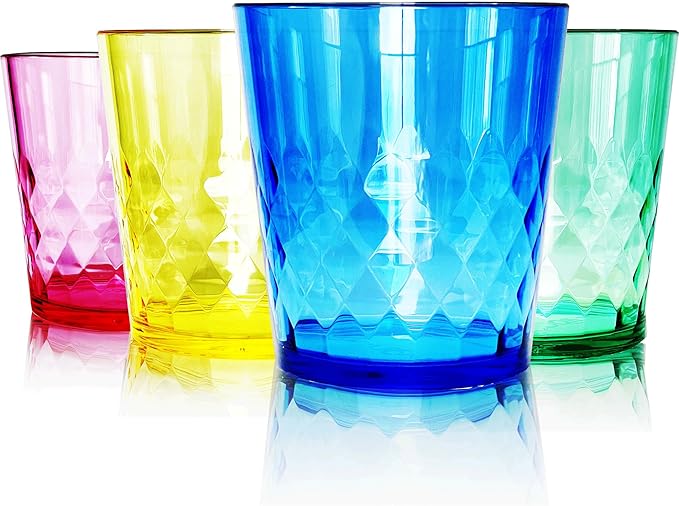 SCANDINOVIA - 8 Oz Unbreakable Cups - Vibrant Acrylic Tumblers, Shatterproof, Reusable & Dishwasher Safe, Smooth Rims, BPA-Free, Indoor & Outdoor Use, Plastic Cups for Kids & Adults - Set of 4-8 Oz