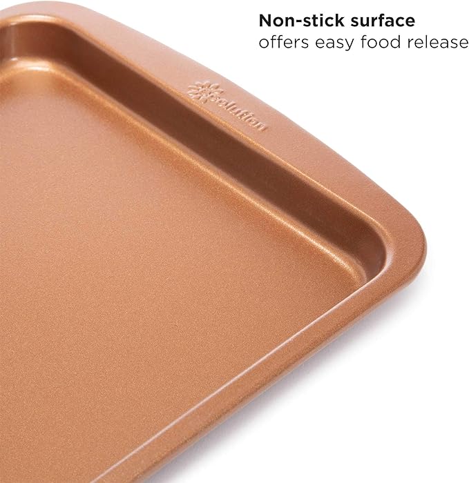 Ecolution Non-Stick Toaster Oven Bakeware Set, 4 Piece, Carbon Steel, Easy to Clean and Perfect for Single Servings, Copper