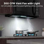 BLACK+DECKER Over the Range Microwave Oven with Vent and One-Touch Auto Cooking, 1.7 cu. ft. OTR Over Stove Microwave, Black, 1000 Watts, EM044K6CF-BK