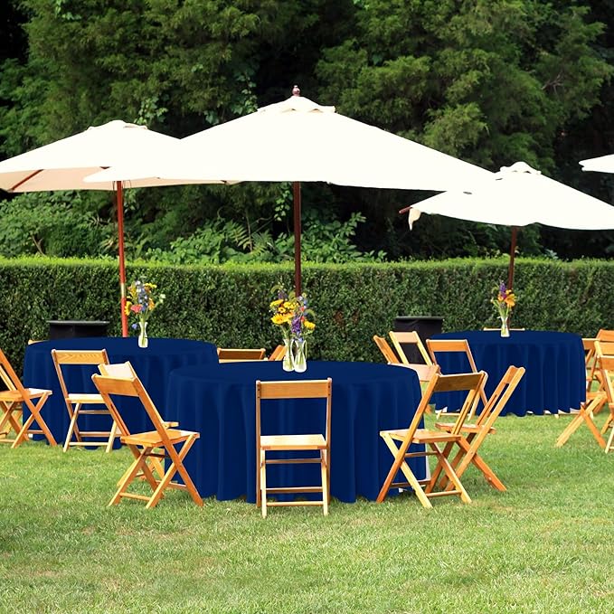 sancua Navy Blue Round Tablecloths 120 Inch, 6 Pack - Circle Fabric Cloth Table Cloths for Wedding Party Banquet Birthday, Washable Polyester Table Cover (Fit 30-72 Inch Tables)