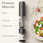 Ultrean Electric Pepper Grinder, Rechargeable Salt and Pepper Grinder with 6 Adjustable Coarseness, LED Light, One-Hand Automatic Operation, Starry Gray