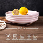 AmorArc Ceramic Dinner Plates Set of 6,10.5 inch Large Stoneware plates for Kitchen,Dinnerware Dishes set- Microwave,Dishwasher Safe,Scratch Resistant-Pink