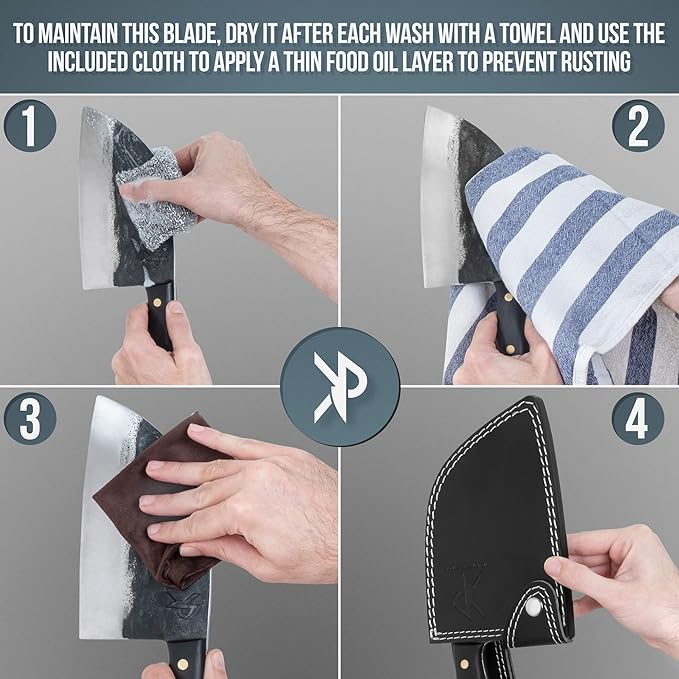 Kitchen perfection Handmade Meat Cleaver Knife For Meat Cutting - Professional 7" Serbian Chef Knife – Made of High Carbon Steel – Hand Sharpen Butcher Knife w/Canvas Sheath, Unique Gifts For Men