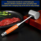 Meat Tenderizer Tool 304SS for Kitchen,Meat Mallet Meat Hammer Meat Beater for Tenderizing and Flattening Meat,Meat Pounder Tenderizer for Pounding Meats, Hanging Loop,Basic Handle (Rosewood)