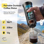 Portable Espresso Maker – Self-Heating USB-C Rechargeable Travel Coffee Maker for Car, Camping, Office, Hiking, portable coffee maker With Ground Coffee & NS Capsule (Black)