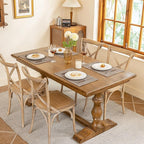 Blue Forest Placemats Set of 8, Dual-Layered Thickened Faux Linen Cloth Place Mats Heat Resistant Machine Washable Wrinkle Free Table Mats Indoor/Outdoor (Burlap)