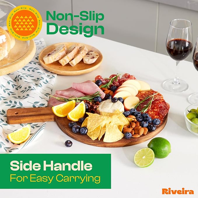 Riveira Acacia Wood Cutting Board – Gourmet Acacia Grandeur: 17 x 12 Wooden Cutting Board – Natural Wooden Cutting Boards For Kitchen Decorative – Innovative Juice Grooves Acacia Wooden Chopping Board